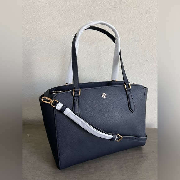 Tory Burch Women's Emerson Small Top Zip Tote, Tory Navy (One Size, Tory Navy) - Picture 2 of 8